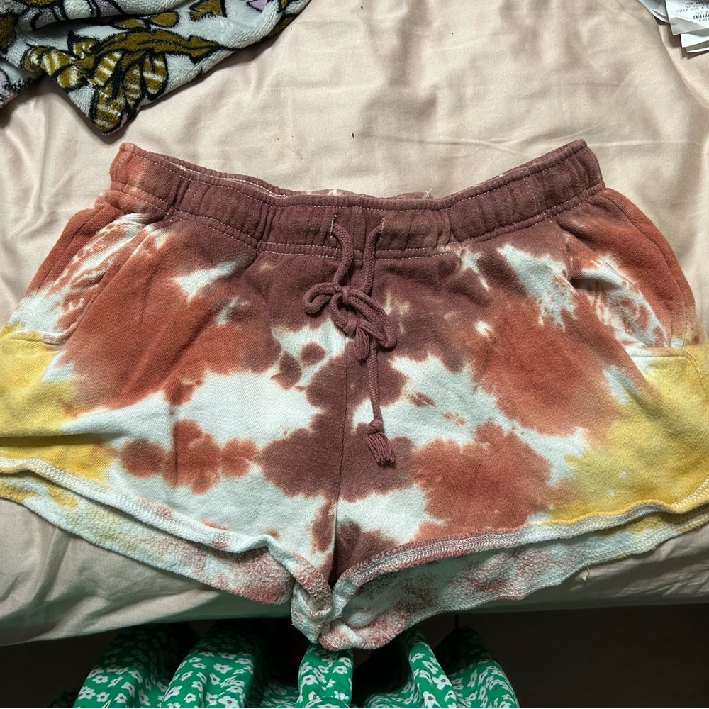 Hippie Rose Brown and Yellow Athletic Shorts